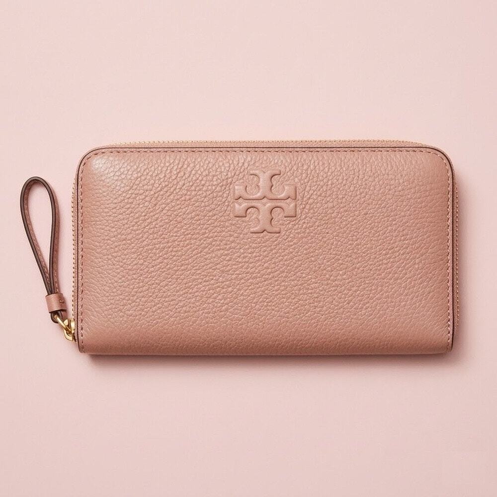 NWT Tory Burch Rose Brown Leather Zip Wallet